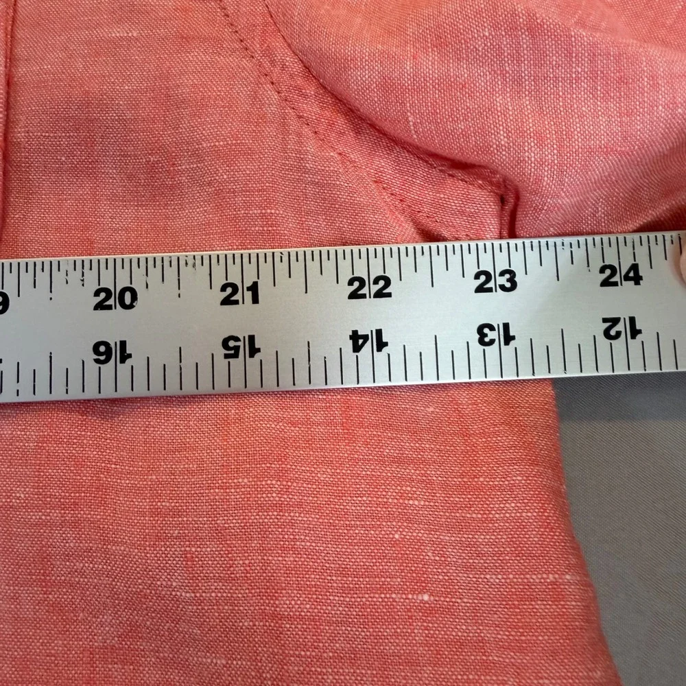 Jos A Bank Mens Large Coral Pink 100% Linen Button Down Beach Coastal Resort - Picture 3 of 7